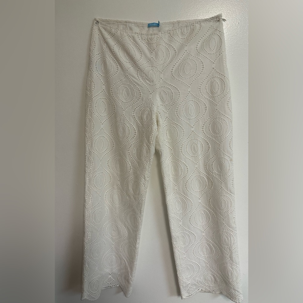 J. McLaughlin Cream Eyelet Pattern Pants